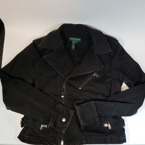 Ralph Lauren Washed Black Denim Moto Jacket
